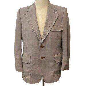 Vintage Mac's Imperial 100 Suit Jacket 40 Men’s Brown White Checker Sports Coat